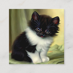 Vintage Tuxedo Kitten Illustration Enclosure Card