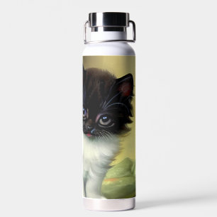 Vintage Tuxedo Kitten Illustration Water Bottle