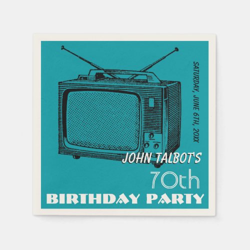 Vintage TV 70th Birthday Party Paper Napkin