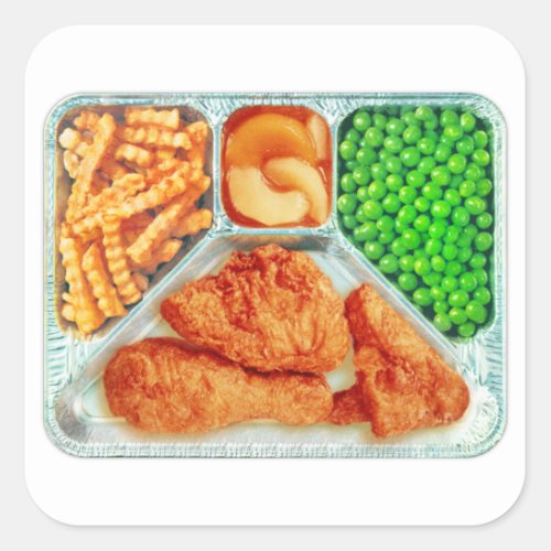 Vintage TV Dinner Fried Chicken Square Sticker