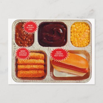 Vintage Tv Dinner Hot Dog 'now Bigger' Postcard by seemonkee at Zazzle