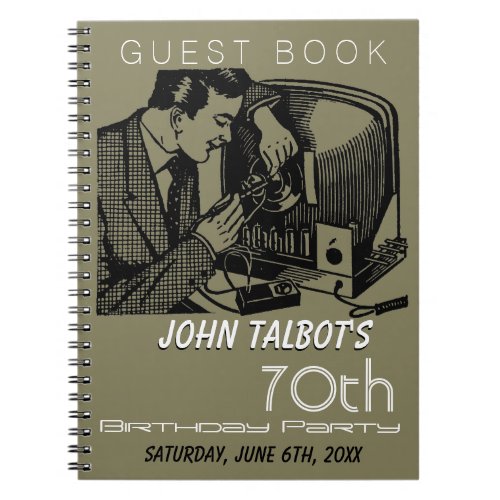 Vintage TV repairer 70th Birthday Party Guest Book