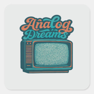 📺Vintage TV Retro Art – "Analog Dreams" Graphic Square Sticker