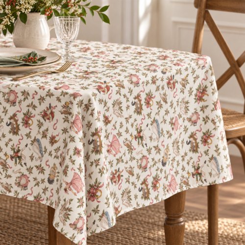Vintage Twelve Days Christmas Story Tablecloth