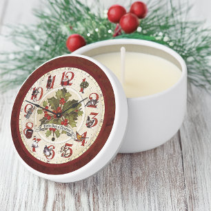 Vintage Twelve Days of Christmas Clock Face Mini Candle Favors