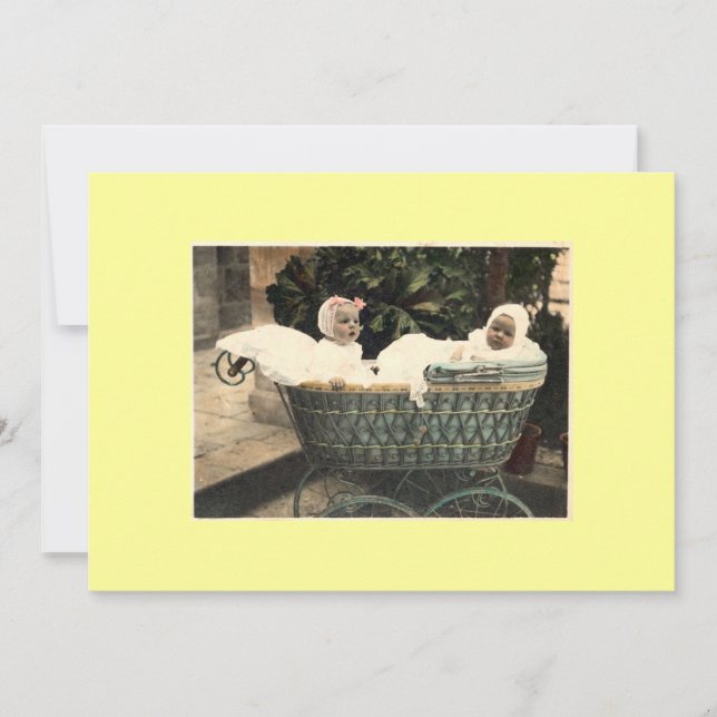 Vintage Twin Baby Announcement (Front)