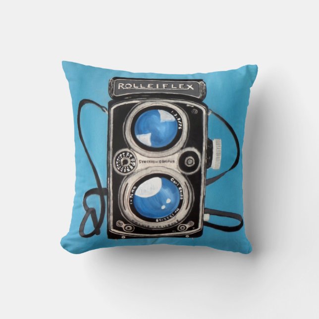 Vintage Twin Lens Camera Throw Pillow (Front)