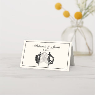 Vintage Two Art Deco Women Connected by Fashion Bk Place Card