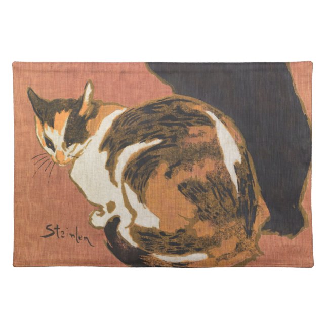 Vintage Two Cats Painting Steinlen Cloth Placemat (Front)