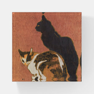 Vintage Two Cats Painting Steinlen Paperweight