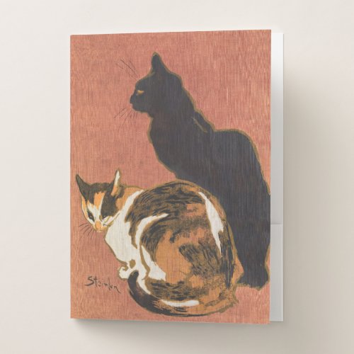 Vintage Two Cats Painting Steinlen Pocket Folder