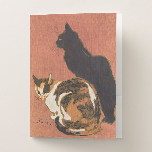 Vintage Two Cats Painting Steinlen Pocket Folder (Front)