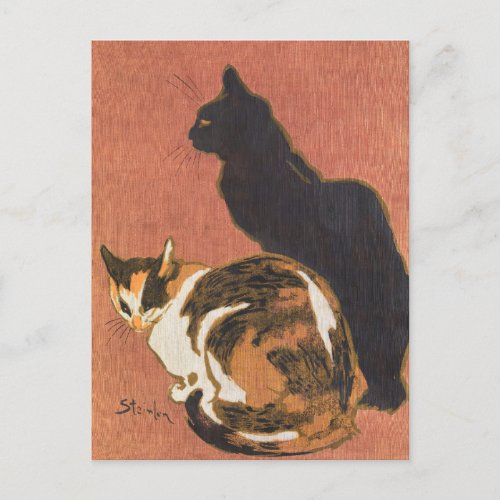 Vintage Two Cats Painting Steinlen Postcard