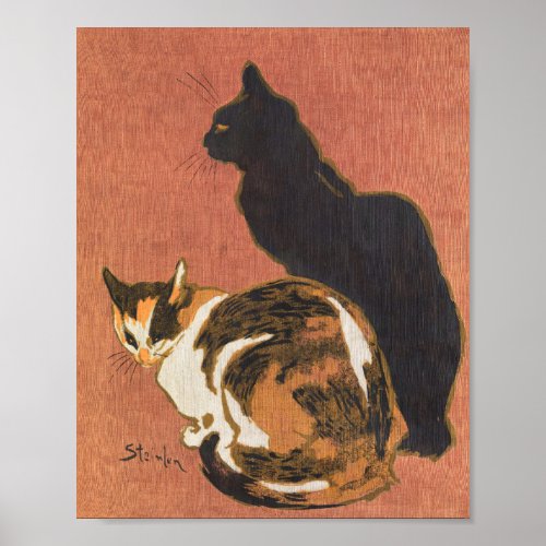 Vintage Two Cats Painting Steinlen Poster