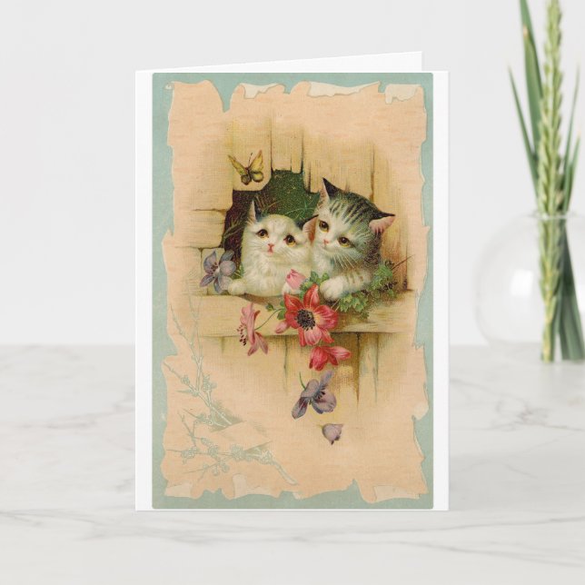Vintage Two Cute Kittens Card (Front)