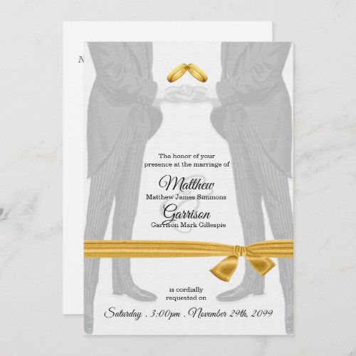 Vintage Two Grooms Gay Wedding Invitation