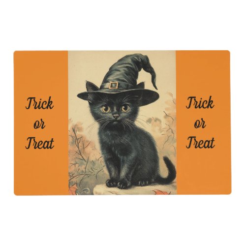 Vintage Two Halloween Kittens Laminated Placemat