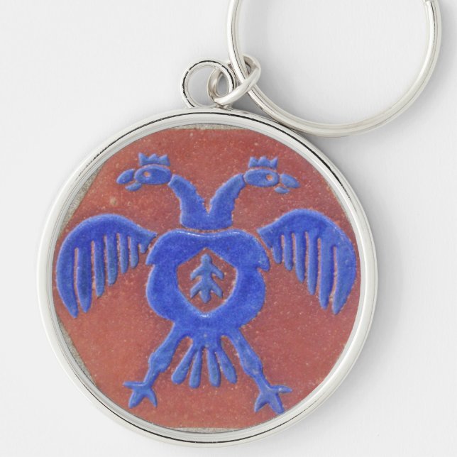 Vintage Two Headed Dragon Tile Keychain (Front)