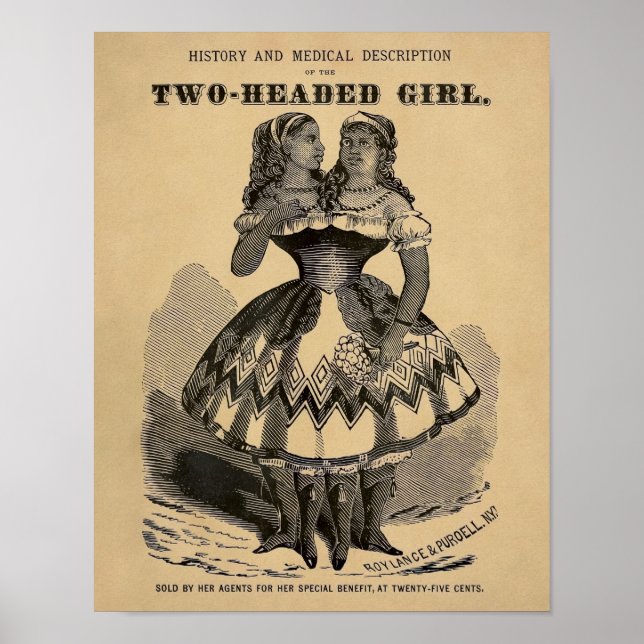 Vintage Two-Headed Girl Poster (Front)
