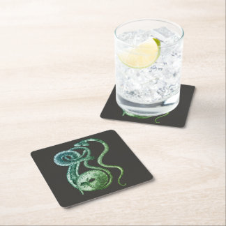 Vintage Two Headed Snake Curiosity Oddities Square Paper Coaster