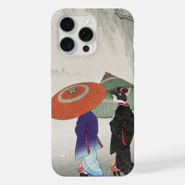 Vintage Two Japanese Women in the rain Ohara Koson iPhone Case (Back)