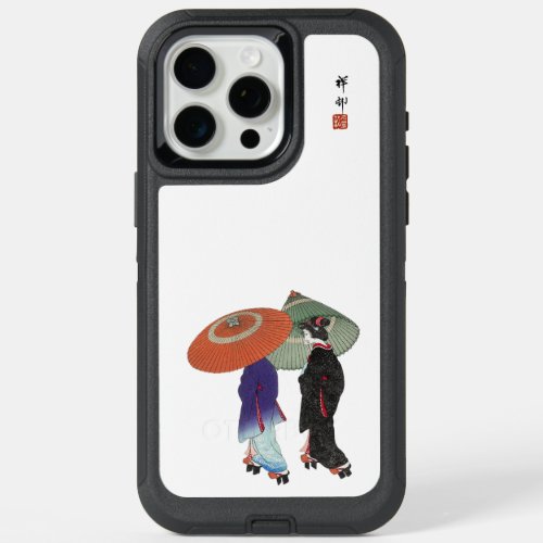 Vintage Two Japanese Women in the rain Ohara Koson iPhone 15 Pro Max Case