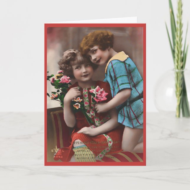 Vintage Two Little Girls Friendship Card (Front)