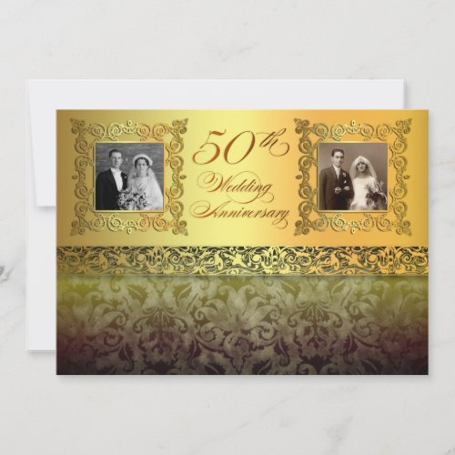 vintage two photos 50 anniversary invitations