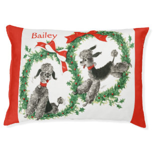 Vintage Two Poodles Pet Bed