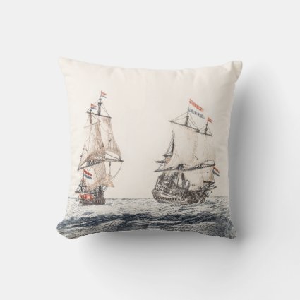 Vintage Two Sailing Ships At Sea Johan Teyler