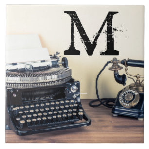 Vintage Type Writer Retro Monogram Display Tile