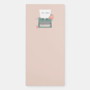 Vintage typewriter and flowers with custom paper magnetic notepad