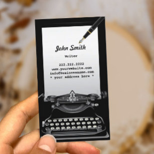 Vintage Typewriter and Pen Writer Business Card