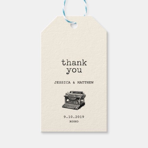 Vintage Typewriter and Text Thank You Gift Tags
