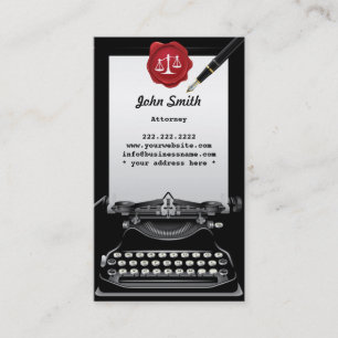 Vintage Typewriter Attorney Business Card