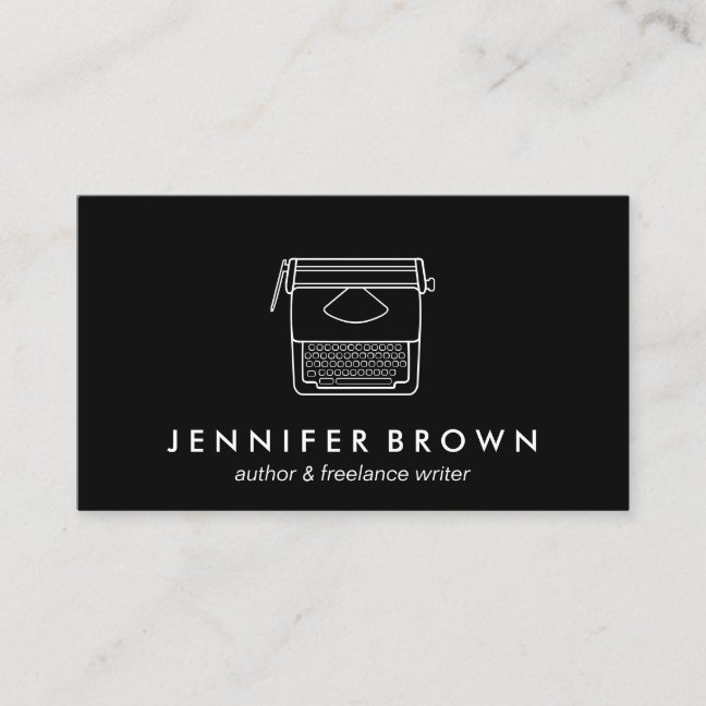 Vintage Typewriter Author Blogger Freelancer black Business Card