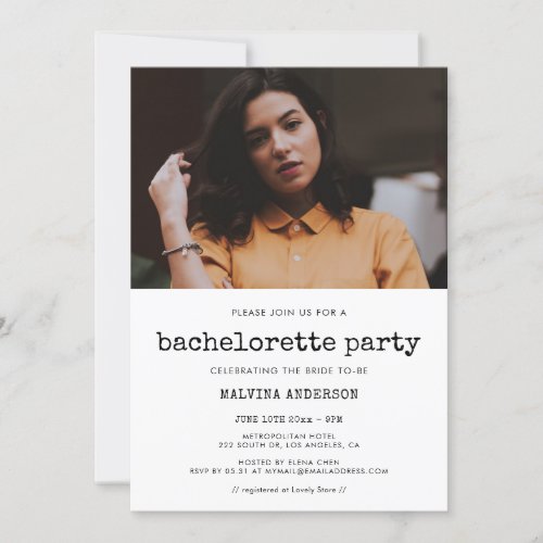 Vintage typewriter Bachelorette Party photo Invitation