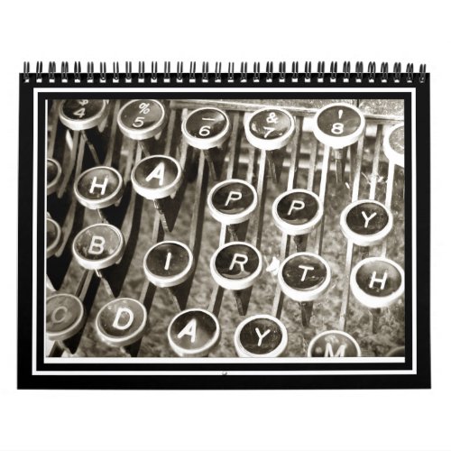 Vintage Typewriter Birthday Greeting Calendar