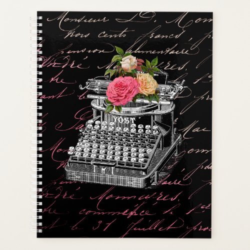 Vintage Typewriter Black and Pink Planner