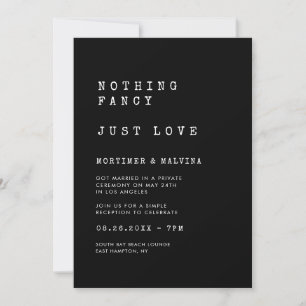 Vintage typewriter black Nothing fancy Just love Invitation