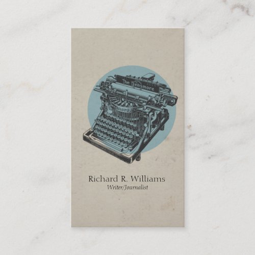 Vintage Typewriter Blue with Circle Business Card