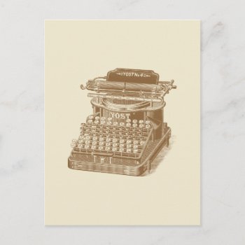 Vintage Typewriter Brown Type Writting Machine Postcard by red_dress at Zazzle