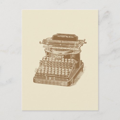 Vintage Typewriter Brown Type Writting Machine Postcard