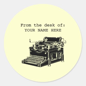 Vintage Typewriter Classic Round Sticker by thepapershoppe at Zazzle