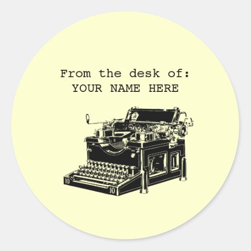 Vintage Typewriter Classic Round Sticker