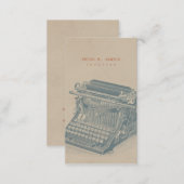 Vintage Typewriter Cool Blue Retro Modern Simple Business Card (Front/Back)