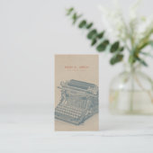 Vintage Typewriter Cool Blue Retro Modern Simple Business Card (Standing Front)