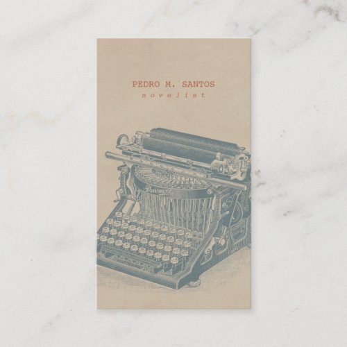 Vintage Typewriter Cool Blue Retro Modern Simple Business Card Templates