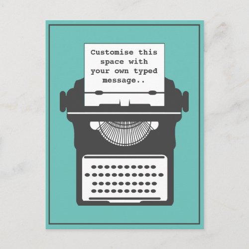 Vintage Typewriter Custom Message Teal Postcard