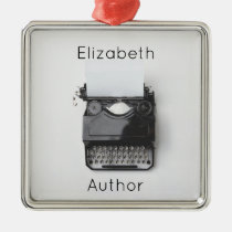 Vintage Typewriter for Journalists Authors Blogger Metal Ornament